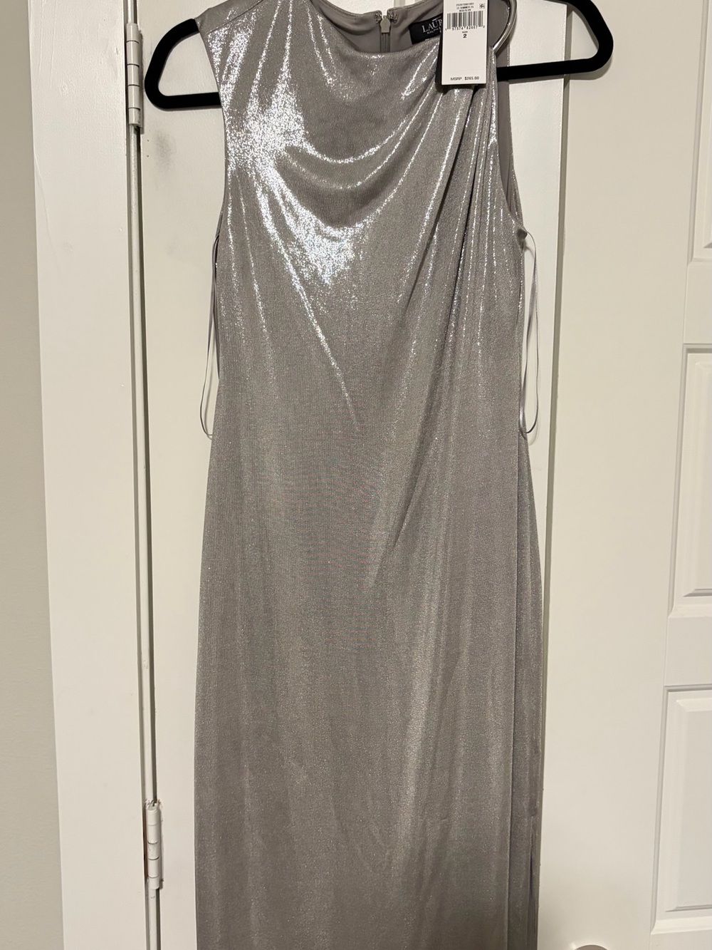 Lauren Ralph Lauren Silver Metallic Maxi Dress